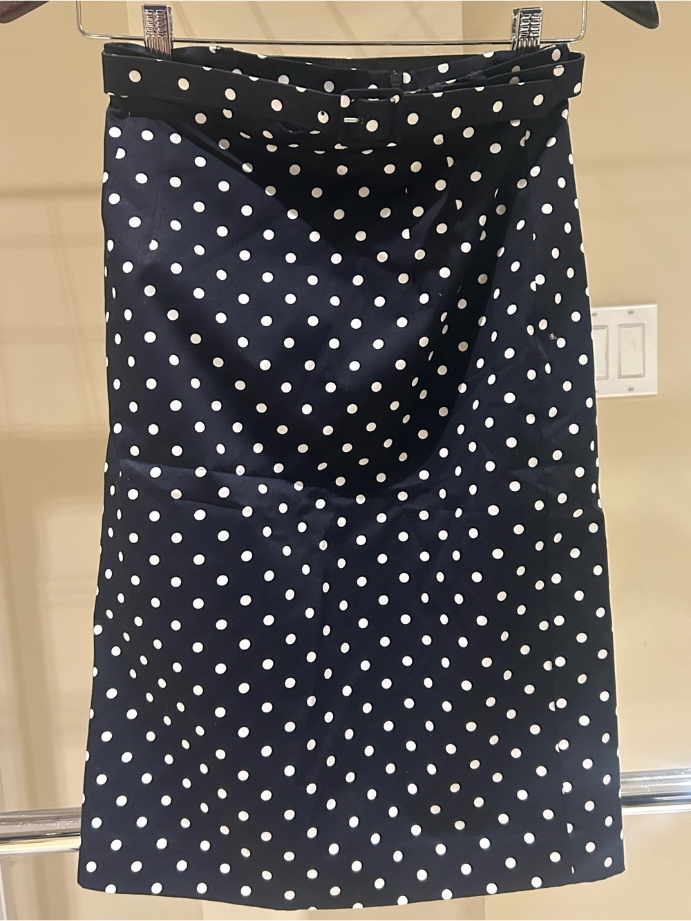 Jacob Navy Midi Skirt with White Polka Dots